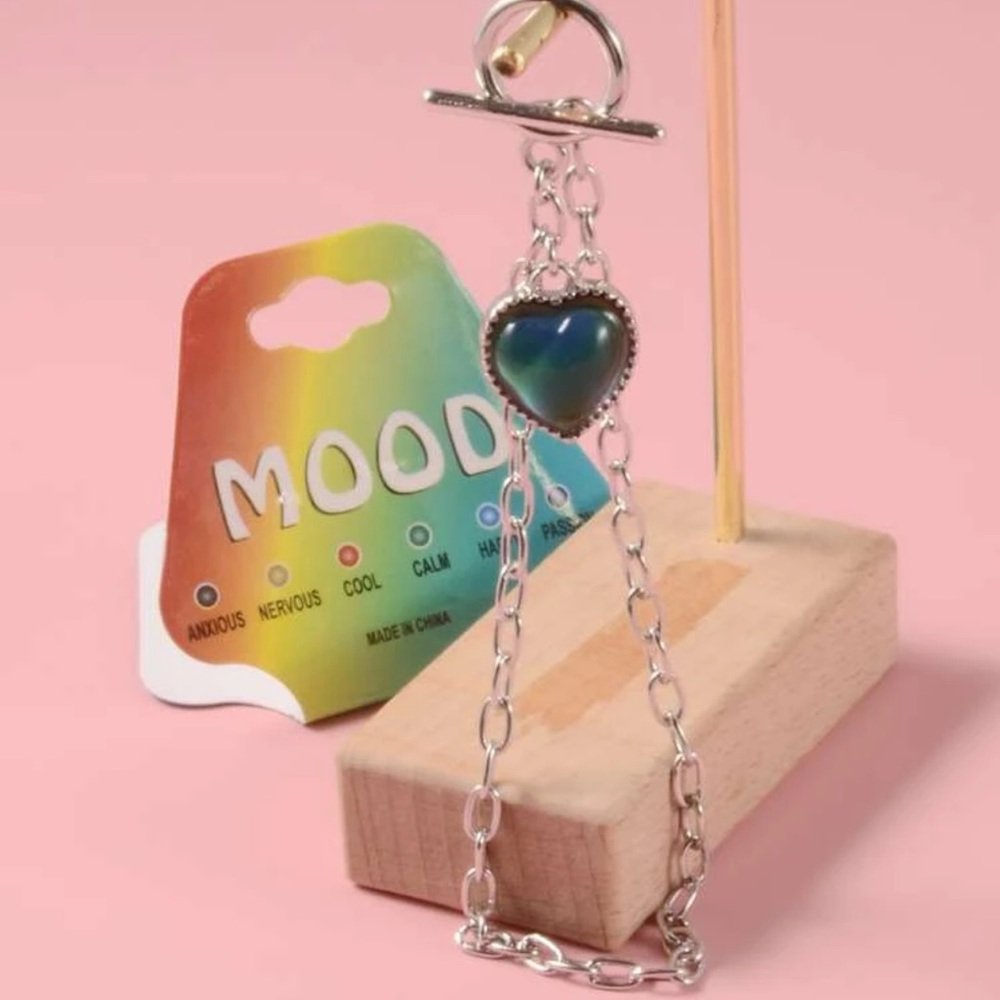 New Y2K Sterling Silver Temperature Heart Charm Mood OT Buckle Chain Bracelet - Picture 11 of 13